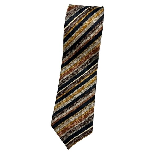 GIANNI VERSACE Men's Silk Necktie LUXURY Multicolor Striped Baroque W:3.7" EUC - Picture 1 of 6